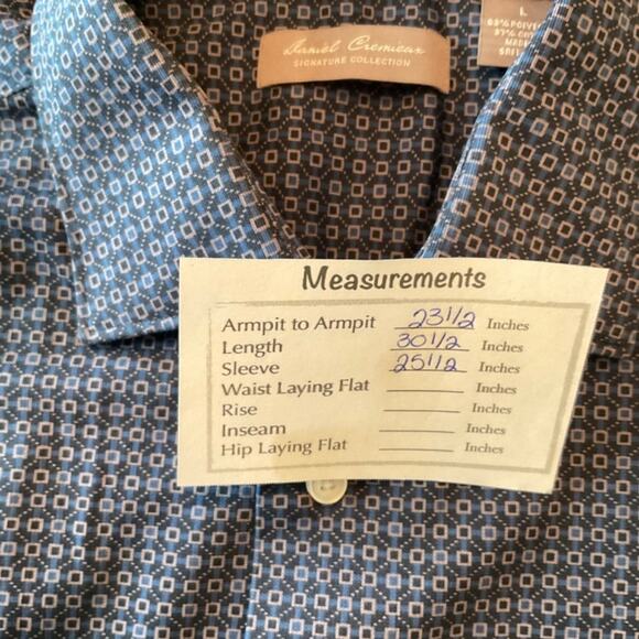 Daniel Cremieux Signature Collection‎ Blue Geometric Long Sleeve Button Up Sz L - Picture 4 of 4